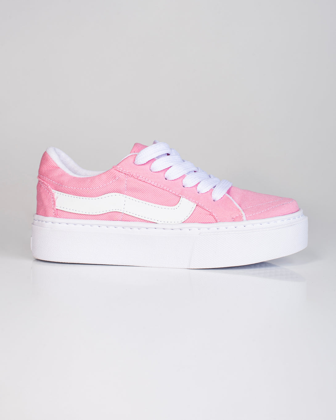 Tenis de dama tipo Vans en jeans rosado claro