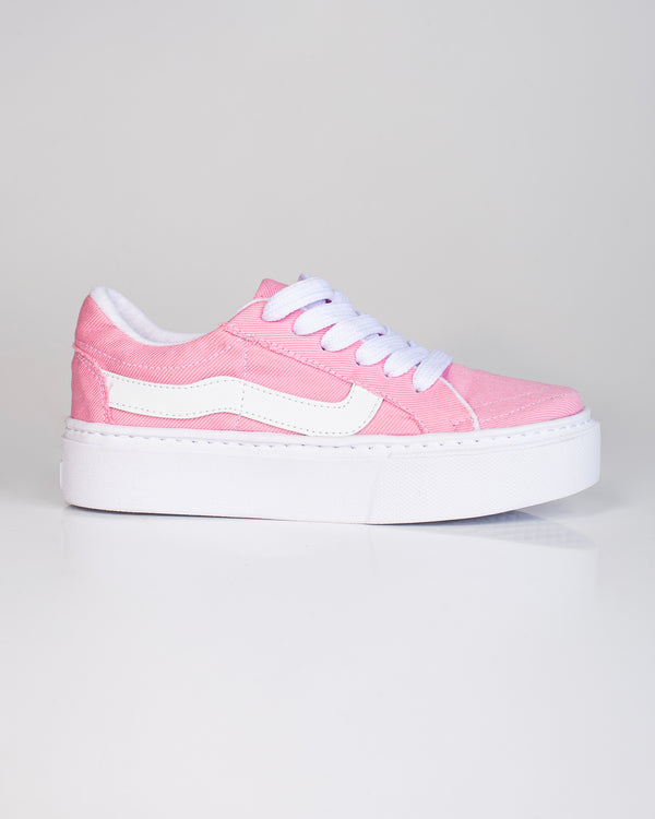 Tenis de dama tipo Vans en jeans rosado claro