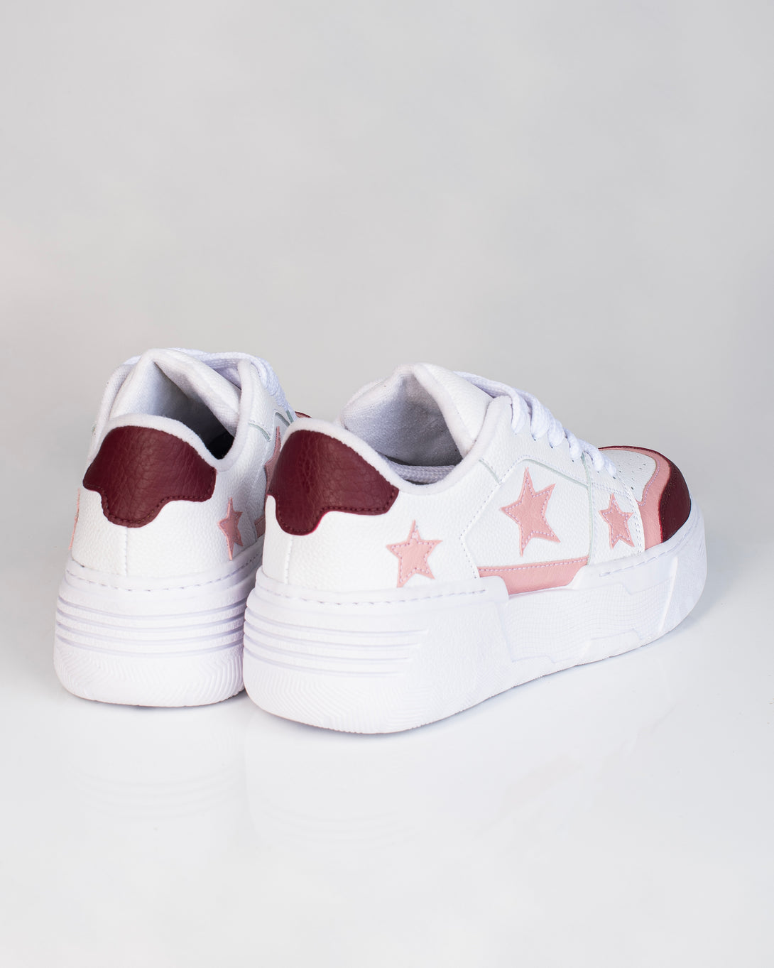 Tenis de Dama con estrellas en color Blanco rosa