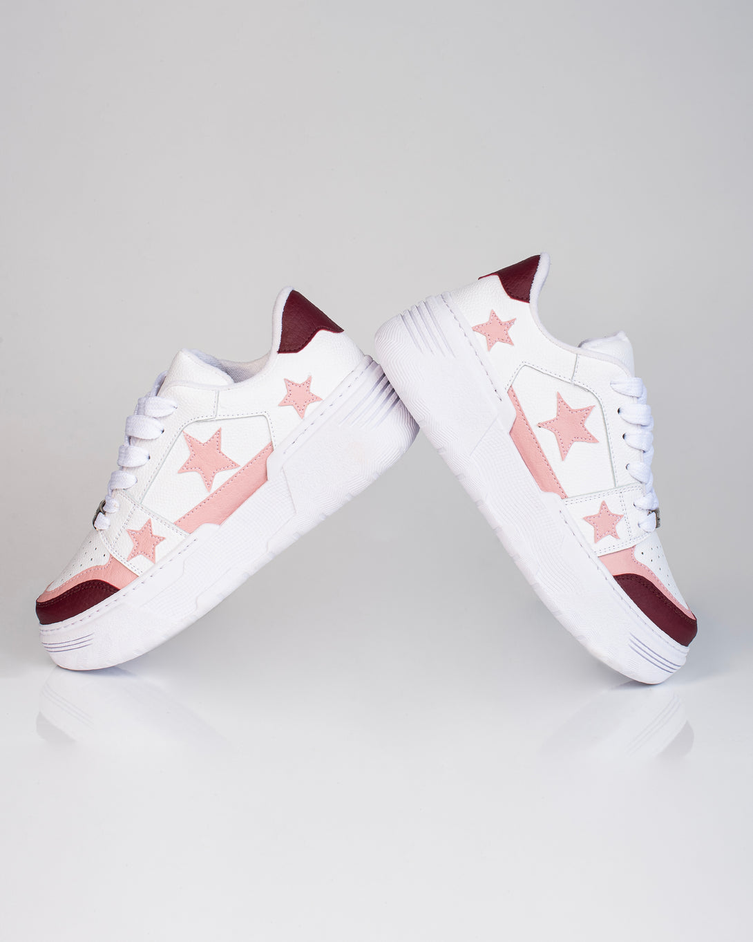 Tenis de Dama con estrellas en color Blanco rosa